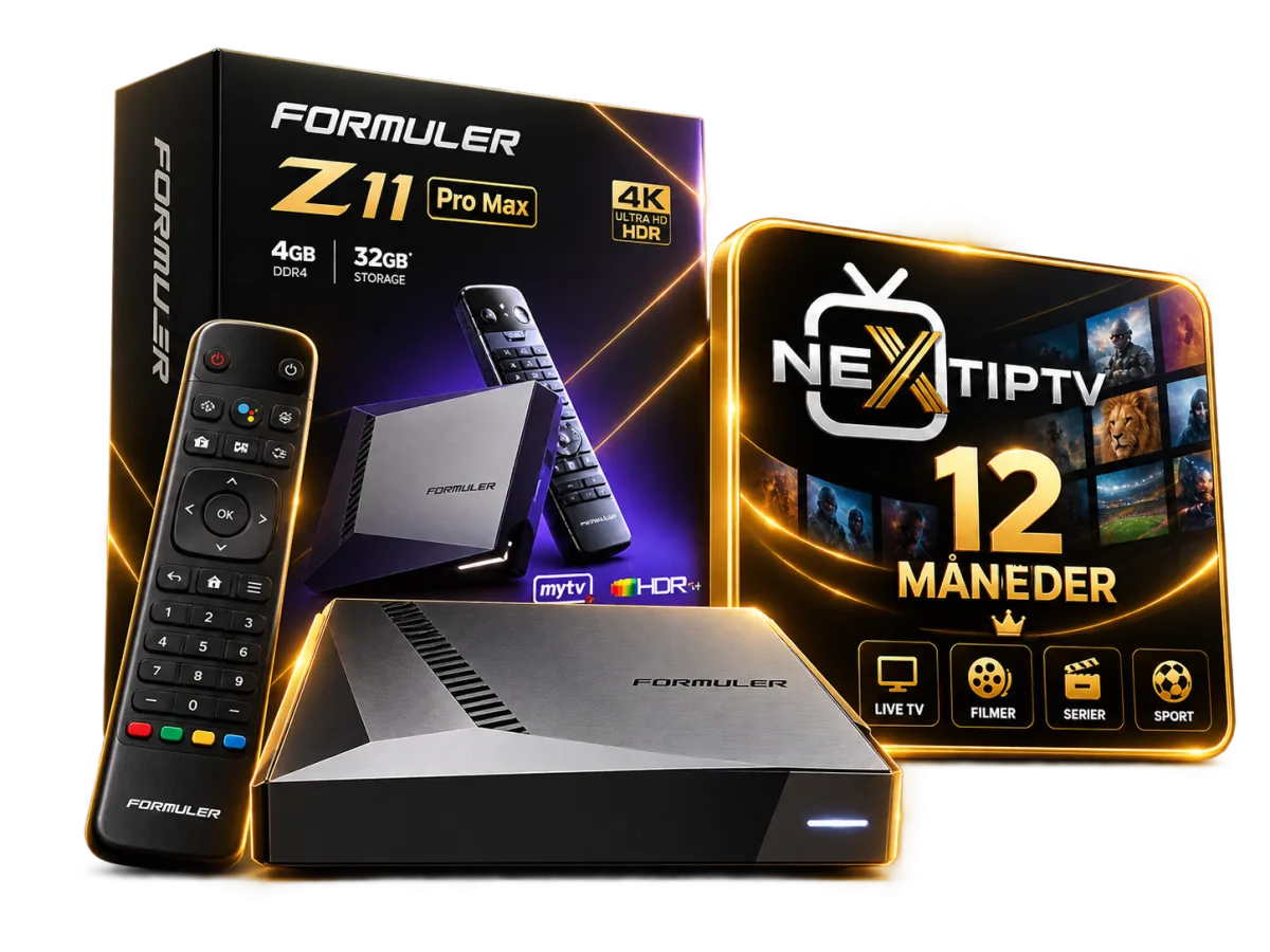 Formuler Z11 Pro Max med fjernbetjening og IPTV Next-pakken til 12 måneder