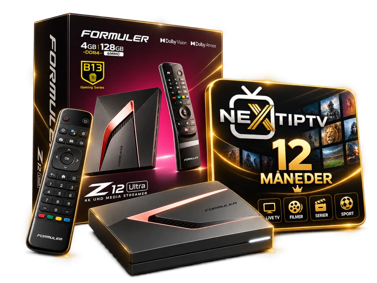 Formuler Z12 Ultra med fjernkontroll og IPTV Next-pakken for 12 måneder